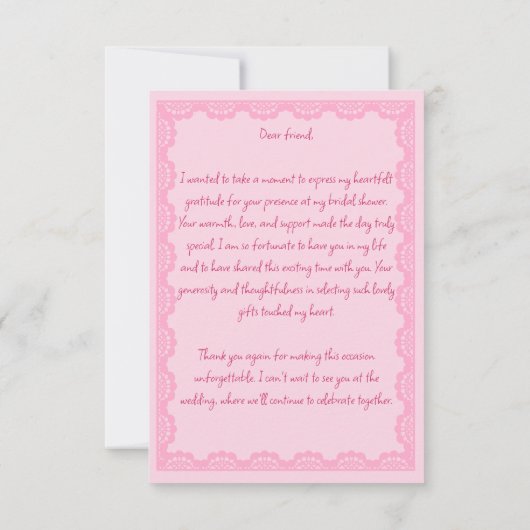 Ze bindt de knoop roze strik vrijgezellenfeest bedankkaart (Achterkant)