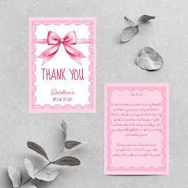 Ze bindt de knoop roze strik vrijgezellenfeest bedankkaart