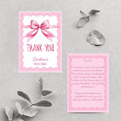 Ze bindt de knoop roze strik vrijgezellenfeest bedankkaart