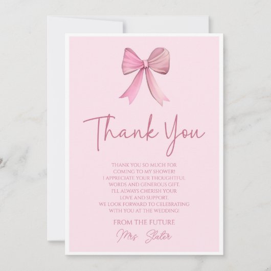 Ze bindt de knoop roze strik Vrijgezellenfeest Bedankkaart (Voorkant)