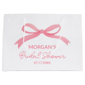 Ze bindt de knoop roze strik Vrijgezellenfeest Groot Cadeauzakje (Voorkant)