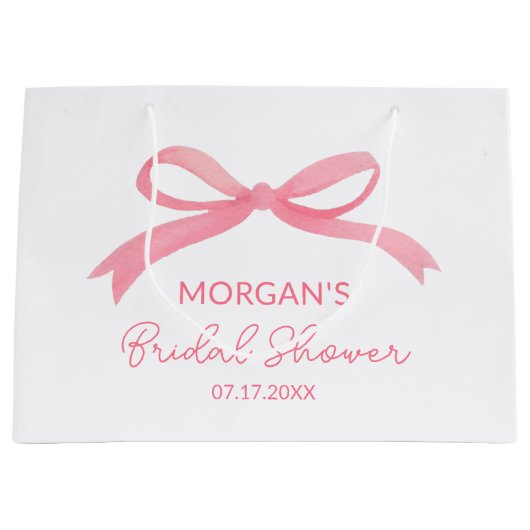 Ze bindt de knoop roze strik Vrijgezellenfeest Groot Cadeauzakje (Voorkant)