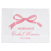 Ze bindt de knoop roze strik Vrijgezellenfeest Groot Cadeauzakje (Achterkant)