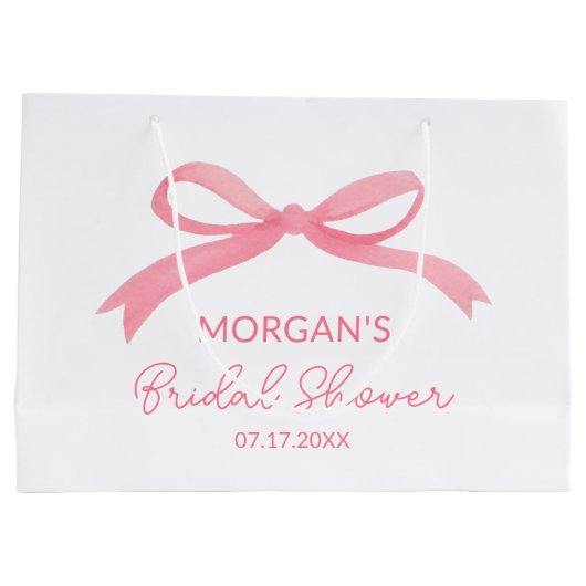 Ze bindt de knoop roze strik Vrijgezellenfeest Groot Cadeauzakje (Achterkant)