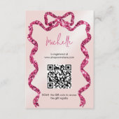 Ze bindt de knoop roze strik vrijgezellenfeest informatiekaartje (Voorkant)