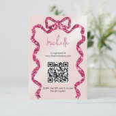 Ze bindt de knoop roze strik vrijgezellenfeest informatiekaartje (Staand voorkant)