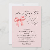 Ze bindt de knoop roze strik Vrijgezellenfeest Kaart (Voorkant)