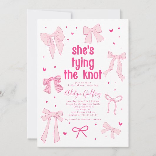 Ze bindt de knoop roze strik Vrijgezellenfeest Kaart (Voorkant)