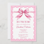 Ze bindt de knoop roze strik vrijgezellenfeest kaart (Voorkant)