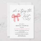 Ze bindt de knoop roze strik Vrijgezellenfeest Kaart (Voorkant)