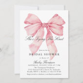 Ze bindt de knoop roze strik Vrijgezellenfeest Kaart (Voorkant)