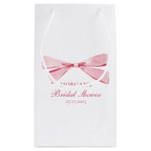 Ze bindt de knoop roze strik Vrijgezellenfeest Klein Cadeauzakje (Achterkant)