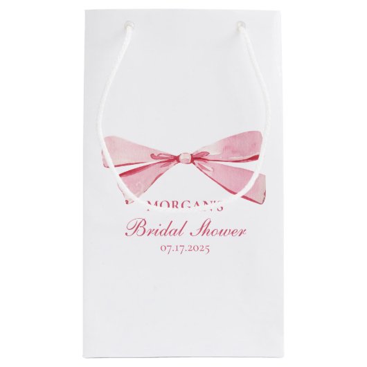 Ze bindt de knoop roze strik Vrijgezellenfeest Klein Cadeauzakje (Achterkant)