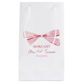 Ze bindt de knoop roze strik Vrijgezellenfeest Klein Cadeauzakje (Voorkant)