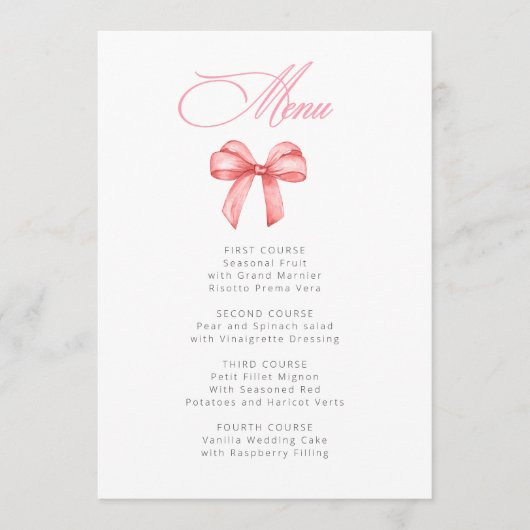 Ze bindt de knoop roze strik Vrijgezellenfeest Menu (Voorkant)