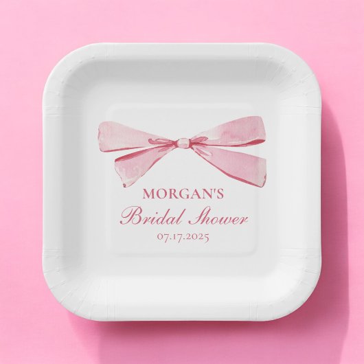 Ze bindt de knoop roze strik Vrijgezellenfeest Papieren Bordje