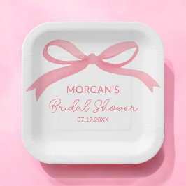Ze bindt de knoop roze strik Vrijgezellenfeest Papieren Bordje