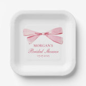 Ze bindt de knoop roze strik Vrijgezellenfeest Papieren Bordje (Voorkant)