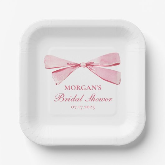 Ze bindt de knoop roze strik Vrijgezellenfeest Papieren Bordje (Voorkant)