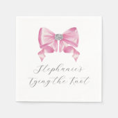 Ze bindt de knoop roze strik Vrijgezellenfeest Servet (Voorkant)