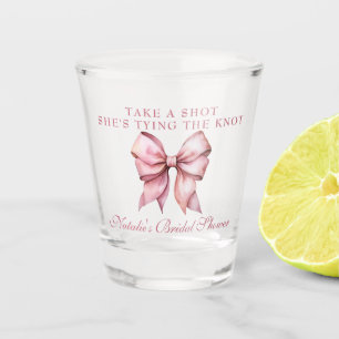 Ze bindt de knoop roze strik Vrijgezellenfeest Shot Glas