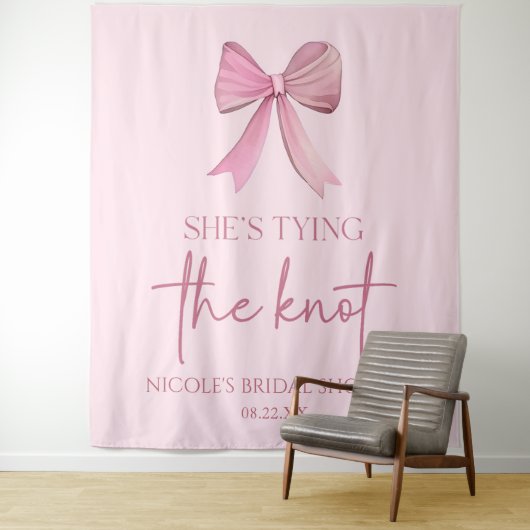 Ze bindt de knoop roze strik Vrijgezellenfeest Wandkleed (In situ)