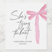 Ze bindt de knoop roze strik Vrijgezellenfeest Wijn Etiket (Enkel label)