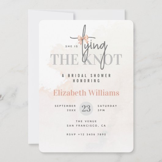 Ze bindt de knoop roze Vrijgezellenfeest Kaart (Voorkant)