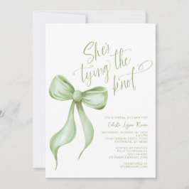 Ze bindt de knoop Sage Green Bow Vrijgezellenfeest Kaart