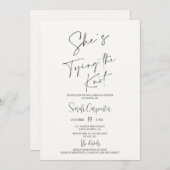 Ze bindt de knoop strik bruids douche uitnodiging (Voorkant / Achterkant)