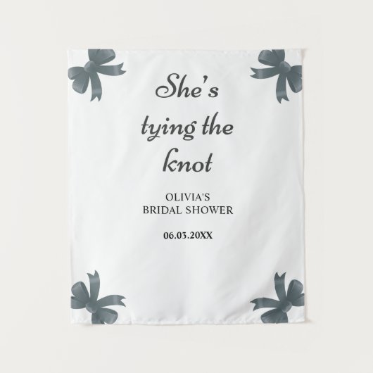 Ze bindt de knoop strik Vrijgezellenfeest achtergr Wandkleed (Voorkant)