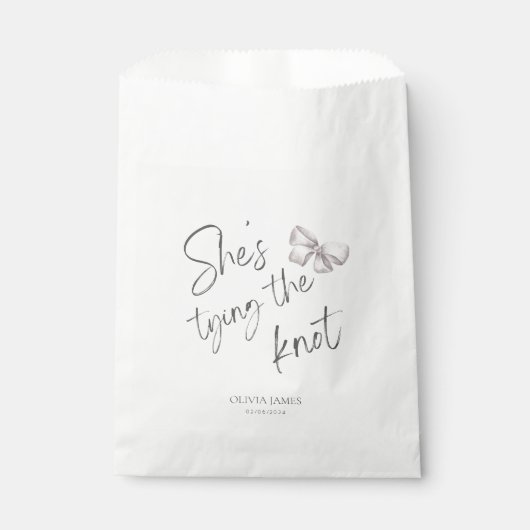 Ze bindt de knoop vrijgezellenfeest bedankzakje (Voorkant)
