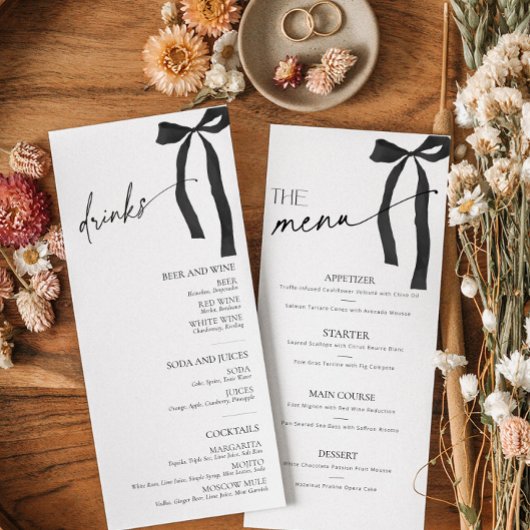 Ze bindt de knoop Vrijgezellenfeest Black Bow Menu