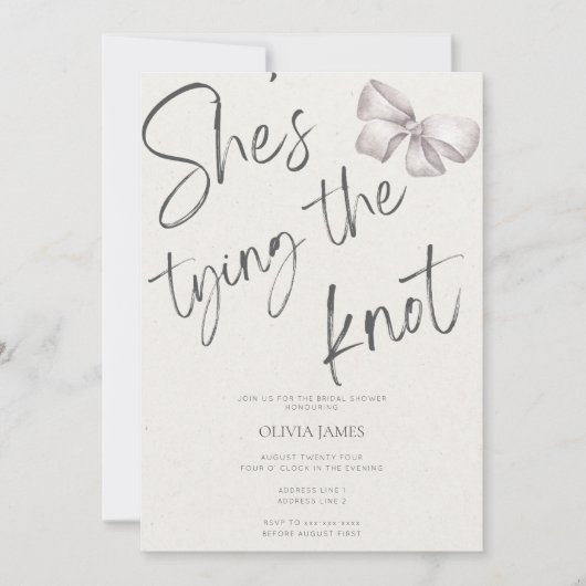 Ze bindt de knoop vrijgezellenfeest kaart (Voorkant)