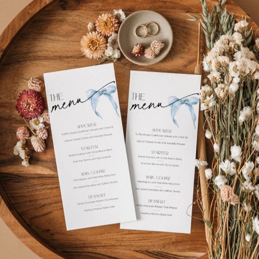 Ze bindt de knoop Vrijgezellenfeest Menu blauwe bo