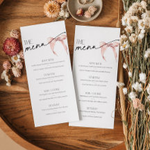 Ze bindt de knoop Vrijgezellenfeest Menu roze boog