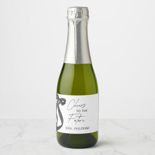 Ze bindt de knoop Vrijgezellenfeest partij gunst Sparkling Wijnetiket (Voorkant)