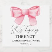 Ze bindt de knoop Vrijgezellenfeest Pink Bow vast Sparkling Wijnetiket (Enkel label)