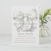 Ze bindt de knoop wit boog Vrijgezellenfeest Kaart (Staand voorkant)