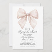 Ze bindt de knoop wit boog Vrijgezellenfeest Kaart (Voorkant)