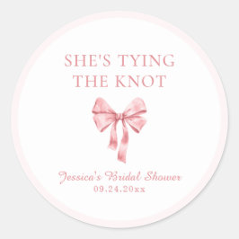 Ze bindt de knoop zacht roze coquette douche ronde sticker