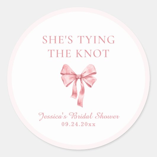 Ze bindt de knoop zacht roze coquette douche ronde sticker (Voorkant)