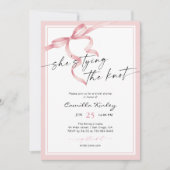 Ze bindt de knoop zacht roze Vrijgezellenfeest vas Kaart (Voorkant)