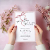 Ze bindt de knoop zacht roze Vrijgezellenfeest vas Kaart