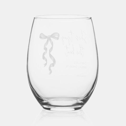 Ze bindt de knoop zwarte strik Vrijgezellenfeest Wijnglas Zonder Voet (Achterkant)