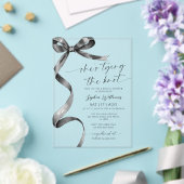 Ze bindt de Knot Black Bow Vrijgezellenfeest Acryl Uitnodigingen (Insitu (Huwelijk))