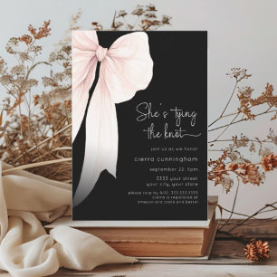Ze bindt de Knot Black Bow Vrijgezellenfeest Kaart