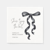 Ze bindt de Knot Black Bow Vrijgezellenfeest Servet (Voorkant)