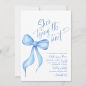 Ze bindt de Knot Blue Bow Ribbon Vrijgezellenfeest Kaart (Voorkant)