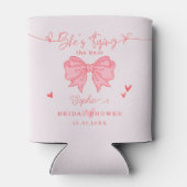 Ze bindt de Knot Blush Pink Bow Vrijgezellenfeest Blikjeskoeler (Achterkant)